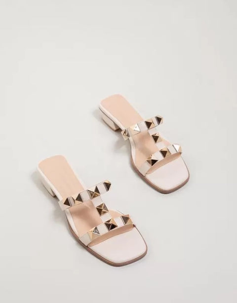 New Fashion Studded Decorative Ankle Buckle Strap Low Square Heel Open Toe Sandal CODE: KAR2284