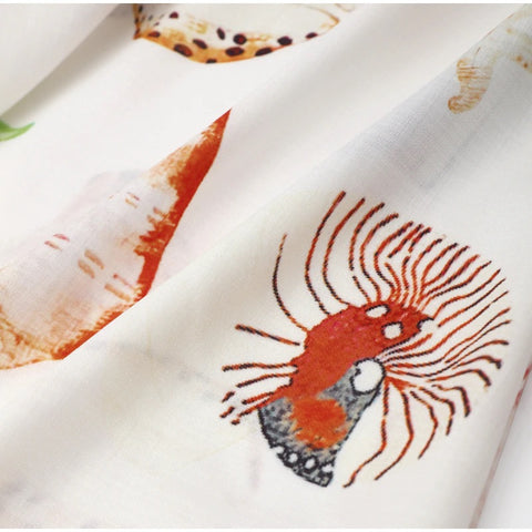 New Shell Printed Belts Long Lantern  Sleeve Single Breasted Stand Collar Dress CODE: KAR2297