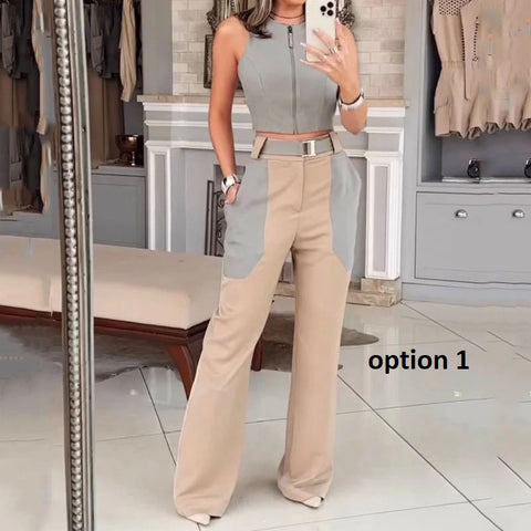 New Arrival Matching Solid Color Top And Pant Two Piece Set CODE: KAR2299