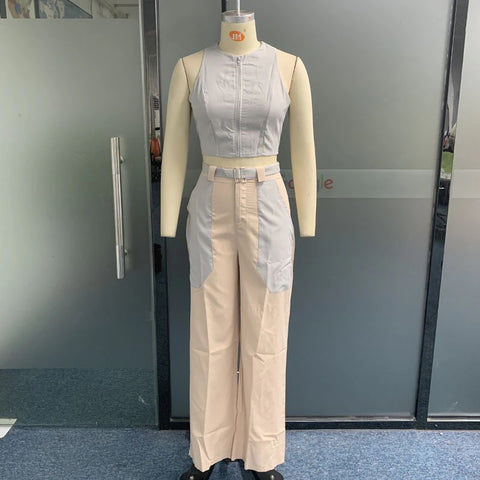 New Arrival Matching Solid Color Top And Pant Two Piece Set CODE: KAR2299