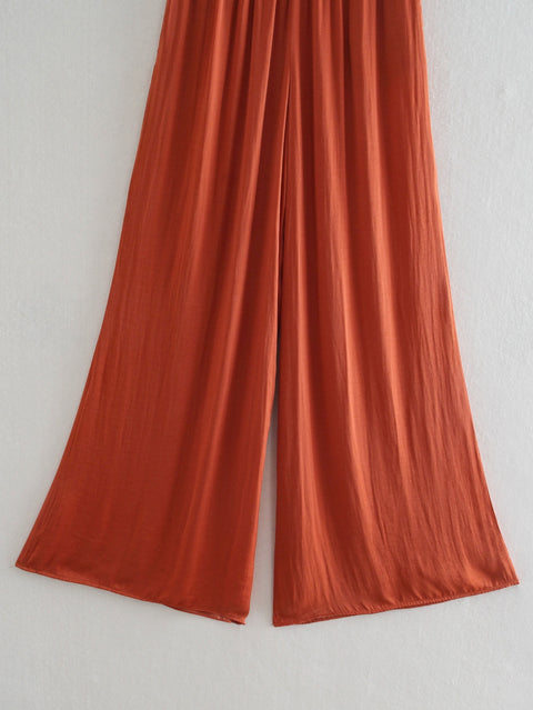 New Sexy Strapless Diamond Beading Backless Crop Top + Wide leg Hight-waist loose trouser 2 Piece Set CODE: KAR2302