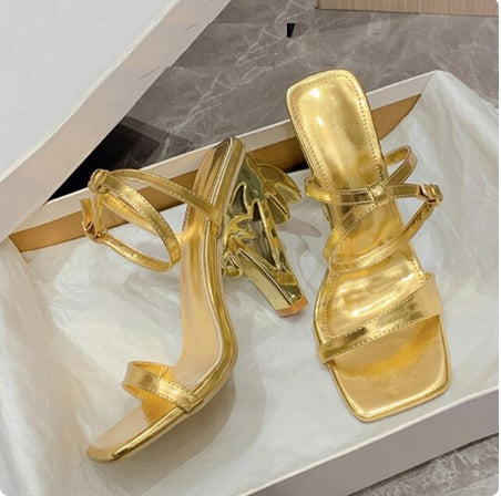 Sexy Summer Square Toe Strange Fretwork Heel Ankle Strap Sandal CODE: KAR2319