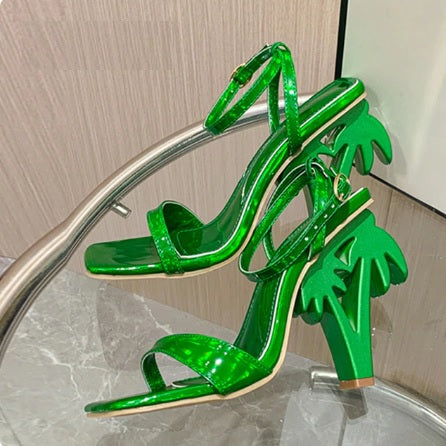 Sexy Summer Square Toe Strange Fretwork Heel Ankle Strap Sandal CODE: KAR2319