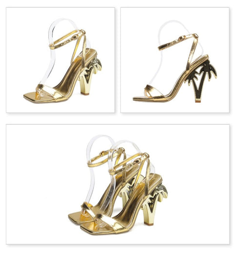 Sexy Summer Square Toe Strange Fretwork Heel Ankle Strap Sandal CODE: KAR2319