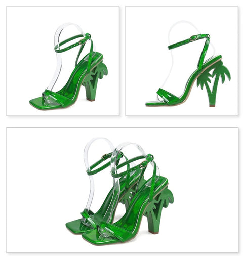 Sexy Summer Square Toe Strange Fretwork Heel Ankle Strap Sandal CODE: KAR2319