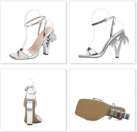 Sexy Summer Square Toe Strange Fretwork Heel Ankle Strap Sandal CODE: KAR2319