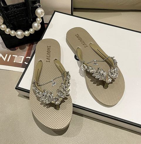 Summer Fashion Rhinestone Casual Flat CODE: KAR2339