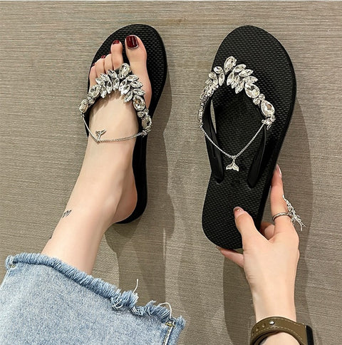 Summer Fashion Rhinestone Casual Flat CODE: KAR2339