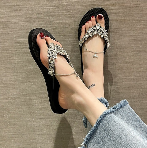 Summer Fashion Rhinestone Casual Flat CODE: KAR2339