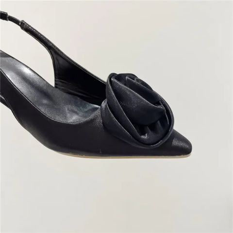 New Fashion rose flower elegant sweet slingback Low heel sandal CODE: KAR2357