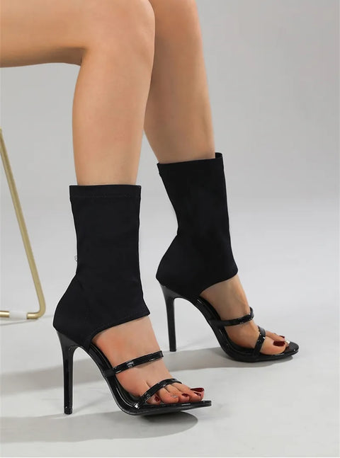 Summer Fashion Design Open Toe Slip-On Sexy Cut-Out Thin High Heel Ankle Boot CODE: KAR2358