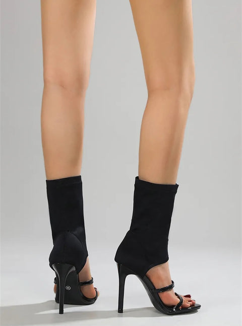Summer Fashion Design Open Toe Slip-On Sexy Cut-Out Thin High Heel Ankle Boot CODE: KAR2358