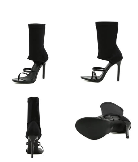 Summer Fashion Design Open Toe Slip-On Sexy Cut-Out Thin High Heel Ankle Boot CODE: KAR2358