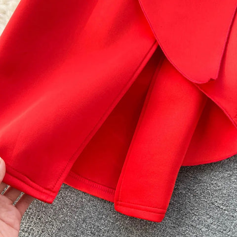 Summer Oblique Shoulder Irregular Ruffle Wrapped Hip Dress CODE: KAR2360