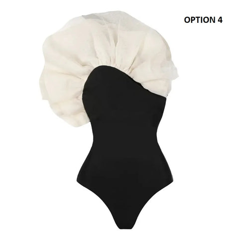 Simple Fashionable and Elegant Cluster Decoration on The Shoulder Swimsuit CODE: KAR2364