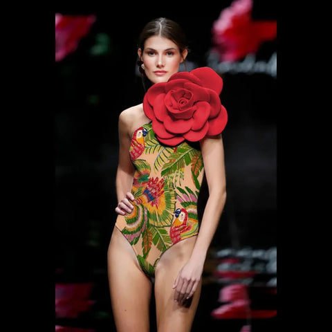 Simple Fashionable and Elegant Cluster Decoration on The Shoulder Swimsuit CODE: KAR2364