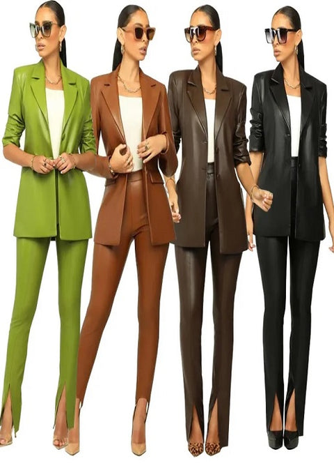New senior slim V-neck design Coat split Slim-fit pant set CODE: KAR2366