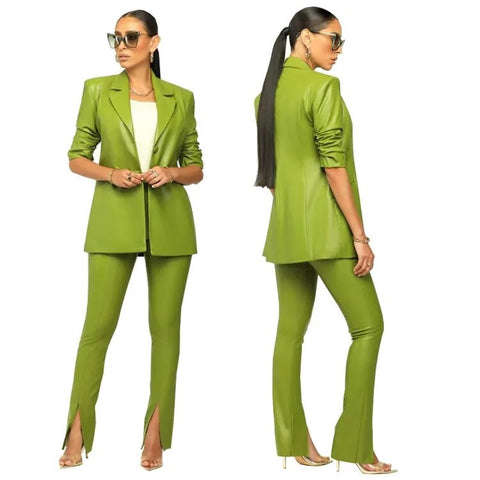 New senior slim V-neck design Coat split Slim-fit pant set CODE: KAR2366