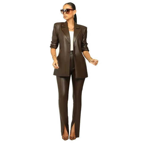 New senior slim V-neck design Coat split Slim-fit pant set CODE: KAR2366