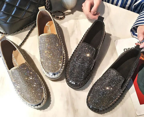 Summer Shallow Casual Bling Rhinestone Round Toe Slip-on Diamonds Shoe CODE: KAR2396