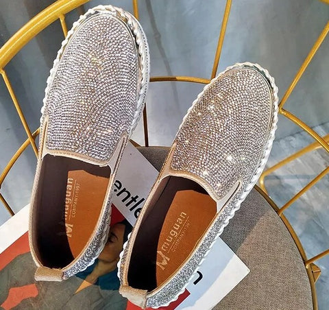 Summer Shallow Casual Bling Rhinestone Round Toe Slip-on Diamonds Shoe CODE: KAR2396
