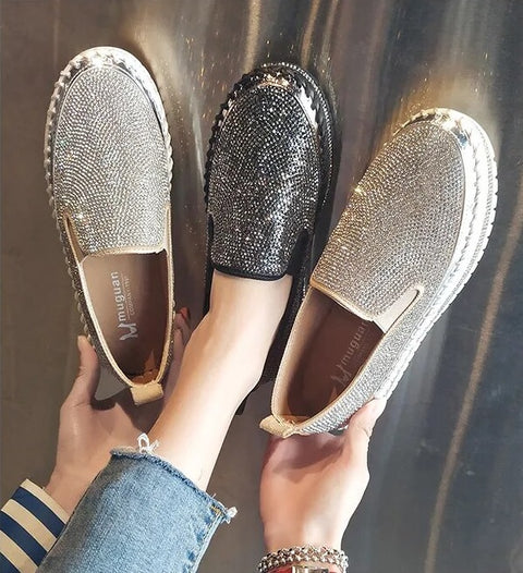 Summer Shallow Casual Bling Rhinestone Round Toe Slip-on Diamonds Shoe CODE: KAR2396