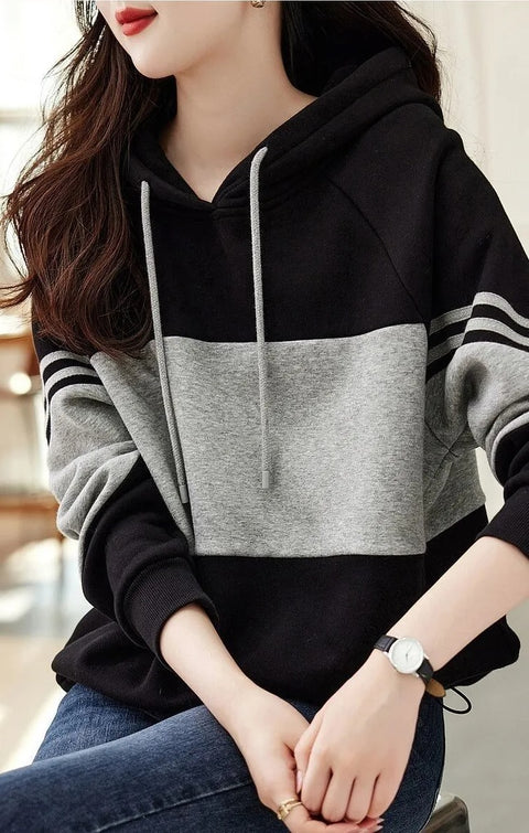 Autumn Winter Loose Casual Patchwork Fashion All-match Pullover CODE: KAR2412
