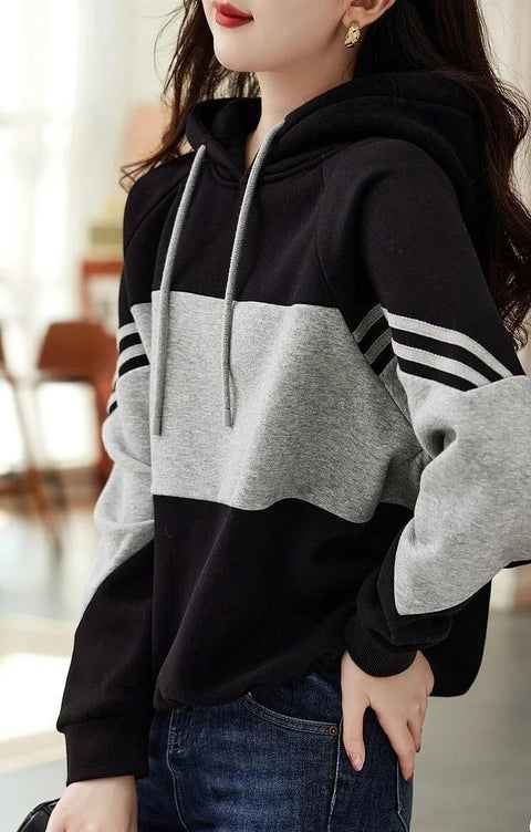 Autumn Winter Loose Casual Patchwork Fashion All-match Pullover CODE: KAR2412
