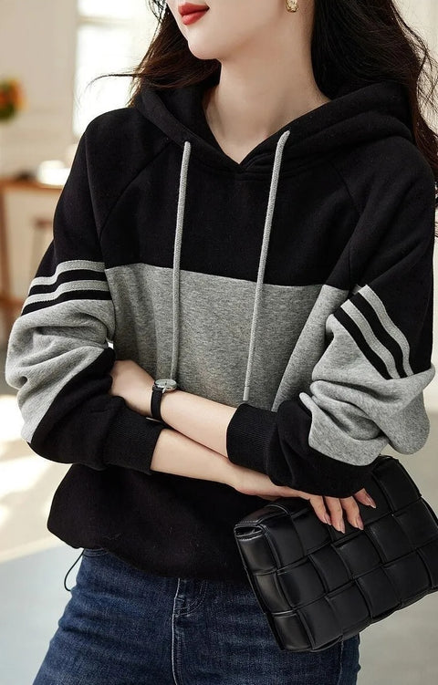 Autumn Winter Loose Casual Patchwork Fashion All-match Pullover CODE: KAR2412