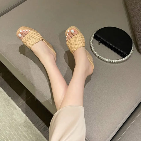 New Sexy Platform Open Toe Wood Grain Wedges Weave High Heel Sandal CODE: KAR2422
