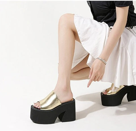 New Design Platform Square Toe High Heel Platform  Sandal CODE: KAR2426