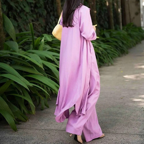 New Autumn Arrival Breasted Long Trench + High Waist Pant + Sleeveless Vest Three Piece Set CODE: KAR2441