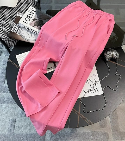 Summer Fashion Casual Short Sleeved Zipper Top + Elastic Waist Trouser Two Piece Set CODE: KAR2449