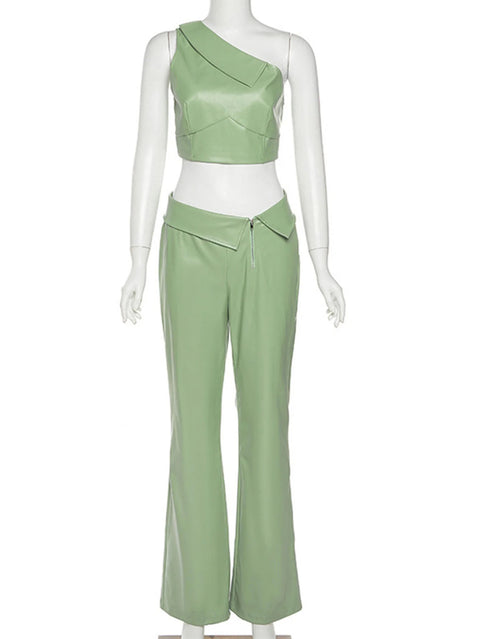 New Sexy backless leather fall body Straight pant Set CODE: KAR2485