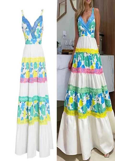 Lace Patchwork Bohemian Maxi Long Dress CODE: READY1191