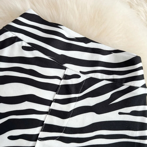 New Summer High Waist Zebra Print Drape Dragging Flared Trouser CODE: KAR2504