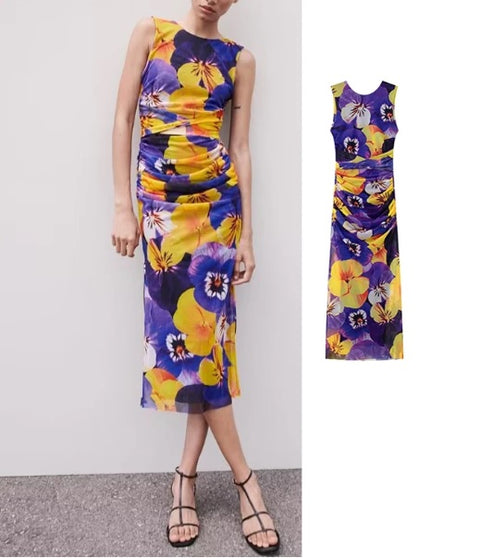 New Off Shoulder Print Tulle Bodycon Dress  CODE: KAR2518