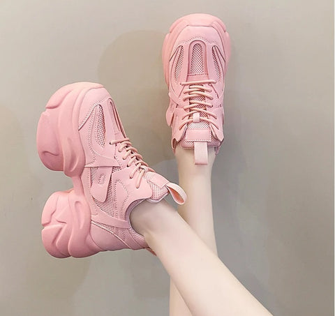 New Lace Up Thick Bottom Chunky Breathable Sports Shoe CODE: KAR2557
