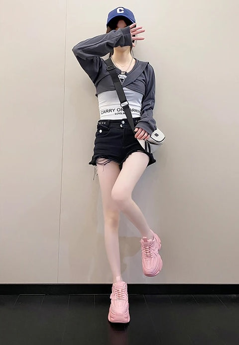 New Lace Up Thick Bottom Chunky Breathable Sports Shoe CODE: KAR2557