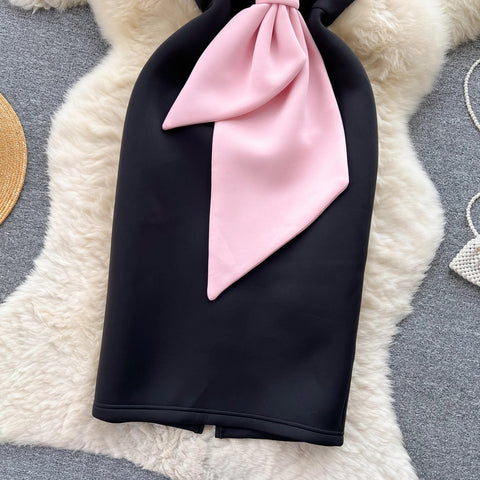 Autumn Fashion Sleeveless Three-dimensional Bow A Line Slim Dress CODE: KAR2575