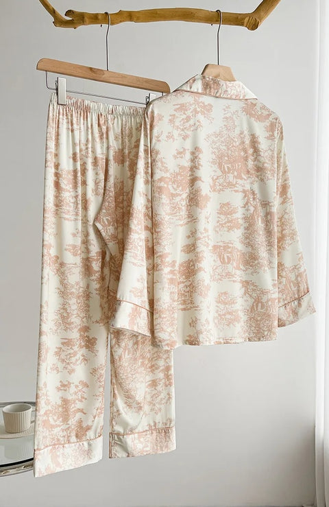 New Summer Long-sleeved Shirt Pant Thin Section Pajama Set CODE: KAR2591