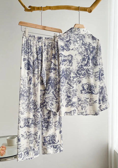 New Summer Long-sleeved Shirt Pant Thin Section Pajama Set CODE: KAR2591