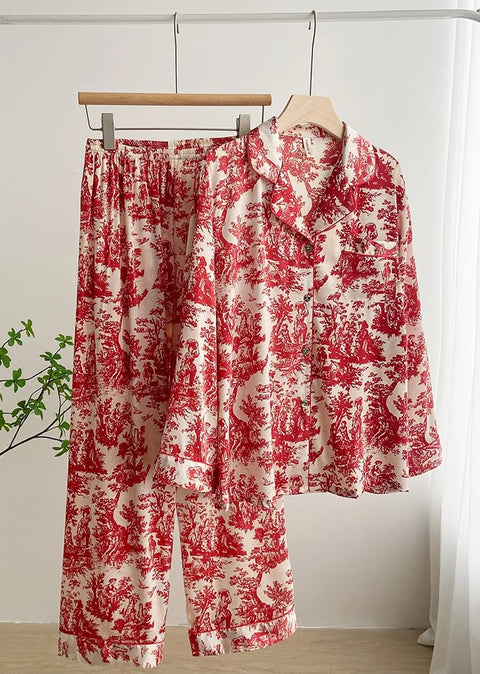 New Summer Long-sleeved Shirt Pant Thin Section Pajama Set CODE: KAR2591