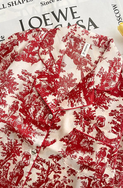 New Summer Long-sleeved Shirt Pant Thin Section Pajama Set CODE: KAR2591