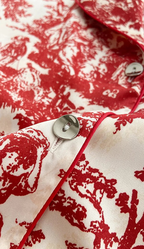 New Summer Long-sleeved Shirt Pant Thin Section Pajama Set CODE: KAR2591