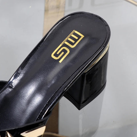 New fashion Metal decorative willow nails open toe thick heel CODE: KAR2604