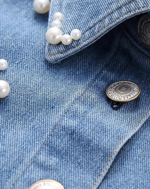 New Fashion Pearl Beading Appliques Casual Button Loose Top CODE: KAR2616