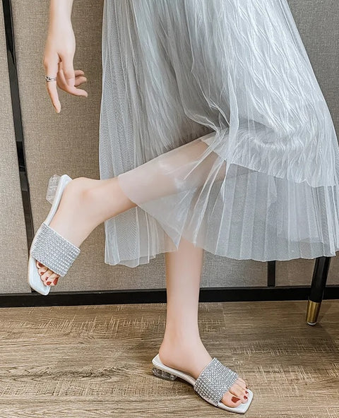 New Casual Crystal Full Diamonds Transparent Heel Sandal CODE: KAR2620