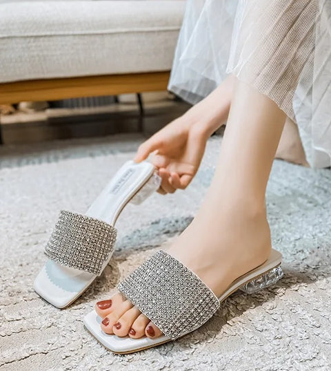 New Casual Crystal Full Diamonds Transparent Heel Sandal CODE: KAR2620