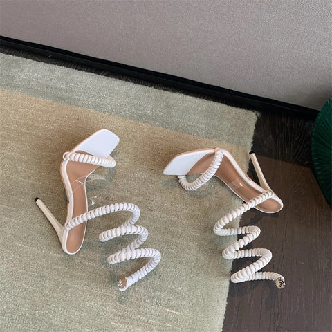 New Sexy Fashion Square Open Toe Slip-On Ankle Elastic Surround Strap High Heel CODE: KAR2621